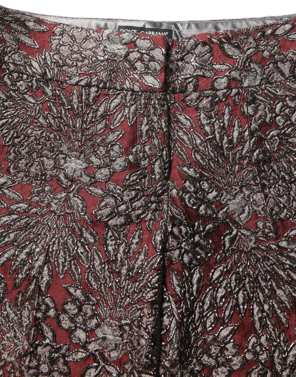 Dolce & Gabbana Burgundy Grey Floral Jacquard Straight Pants