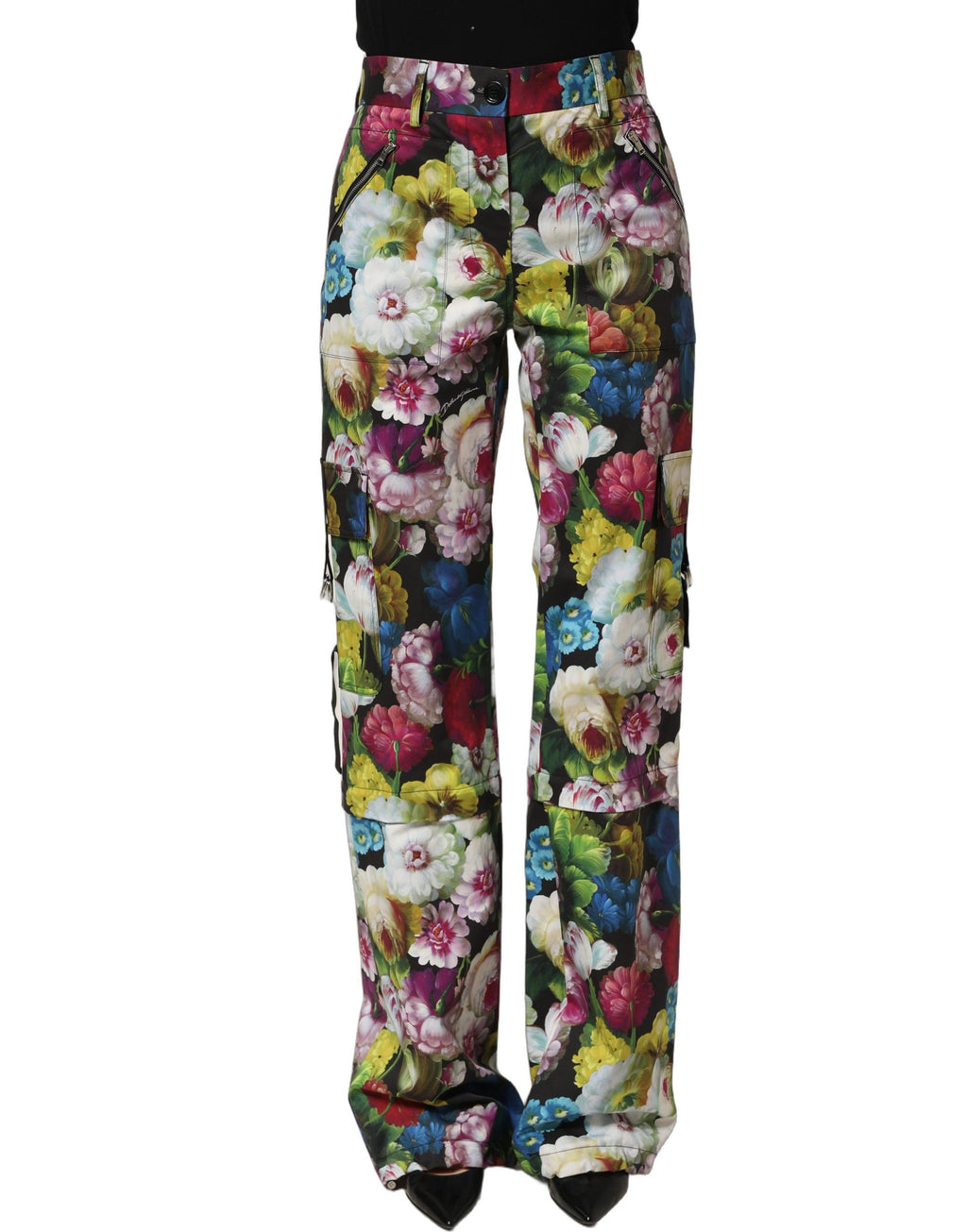 Dolce & Gabbana Multicolor Floral High Waist Wide Leg Pants