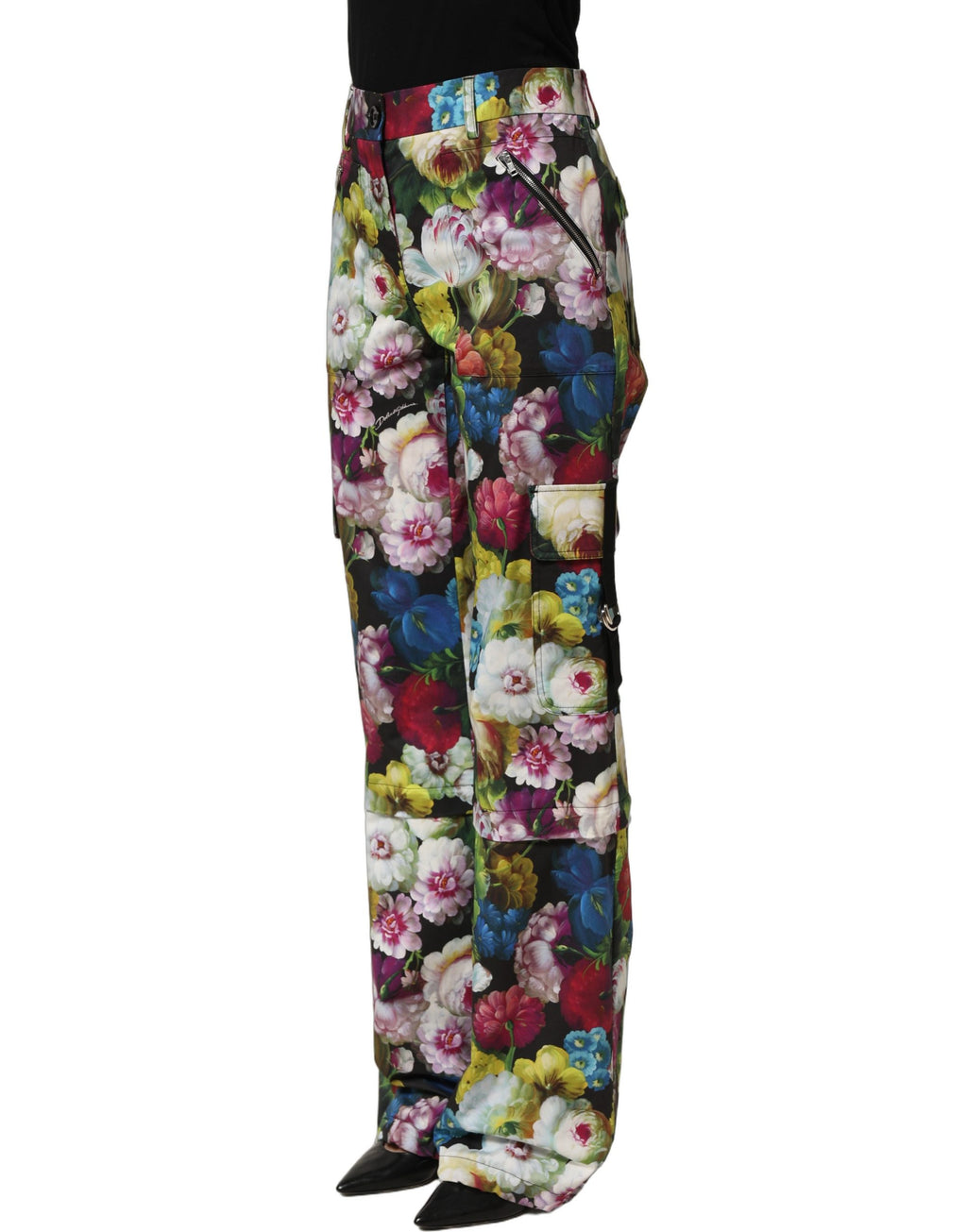 Dolce & Gabbana Multicolor Floral High Waist Wide Leg Pants