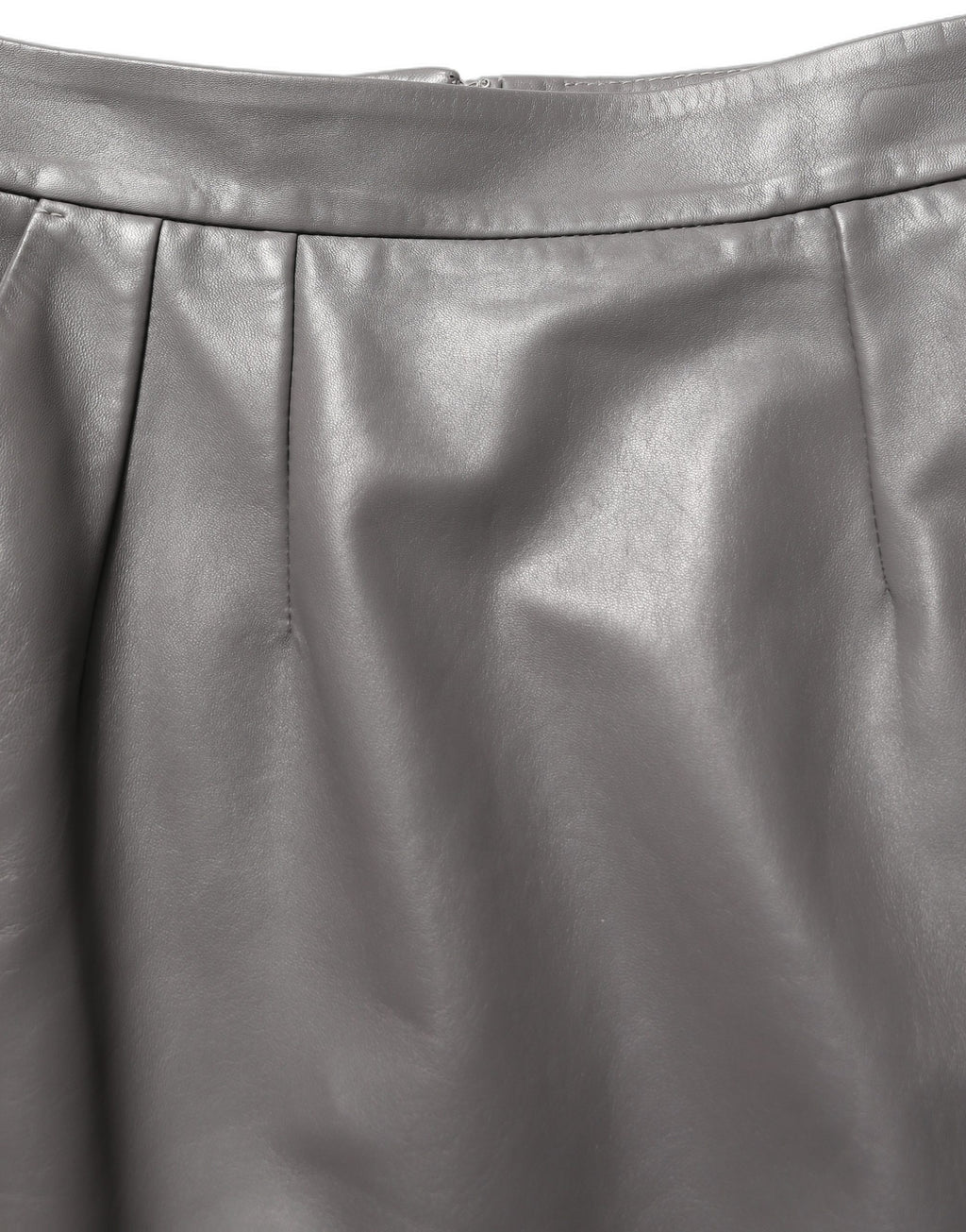 Dolce & Gabbana Gray Leather High Waist Pencil Cut Midi Skirt