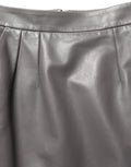 Dolce & Gabbana Gray Leather High Waist Pencil Cut Midi Skirt