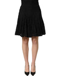 Dolce & Gabbana Black Floral Cut Out Lace A-line Mini Skirt