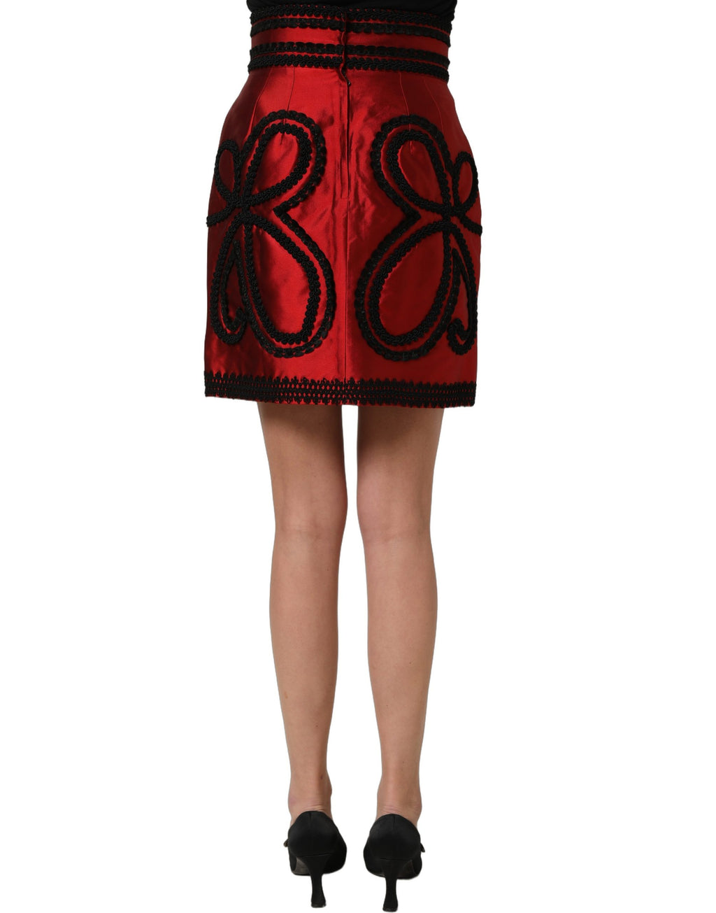 Dolce & Gabbana Red Soutache Embroidery A-line Mini Skirt