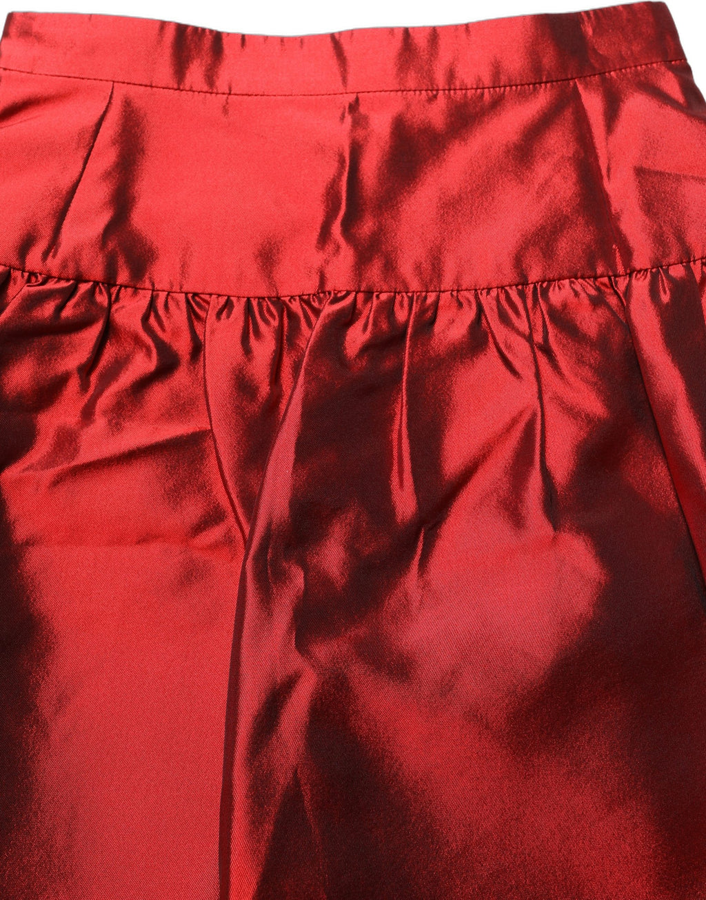 Dolce & Gabbana Red Silk Satin Bubble High Waist Mini Skirt