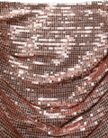 Dolce & Gabbana Rose Gold Sequin High Waist Ruched Maxi Skirt