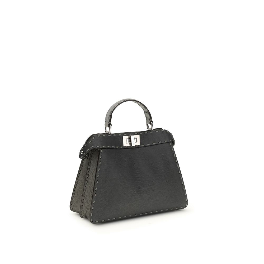 Fendi Gray Calf Leather Bos Taurus Handbag