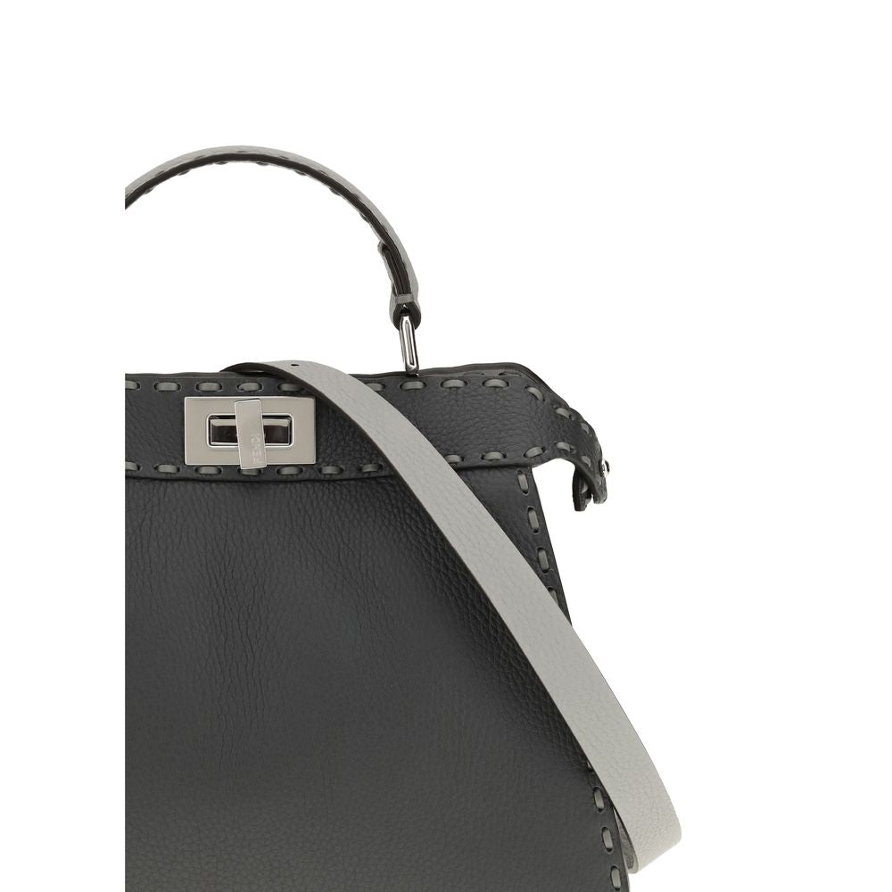 Fendi Gray Calf Leather Bos Taurus Handbag