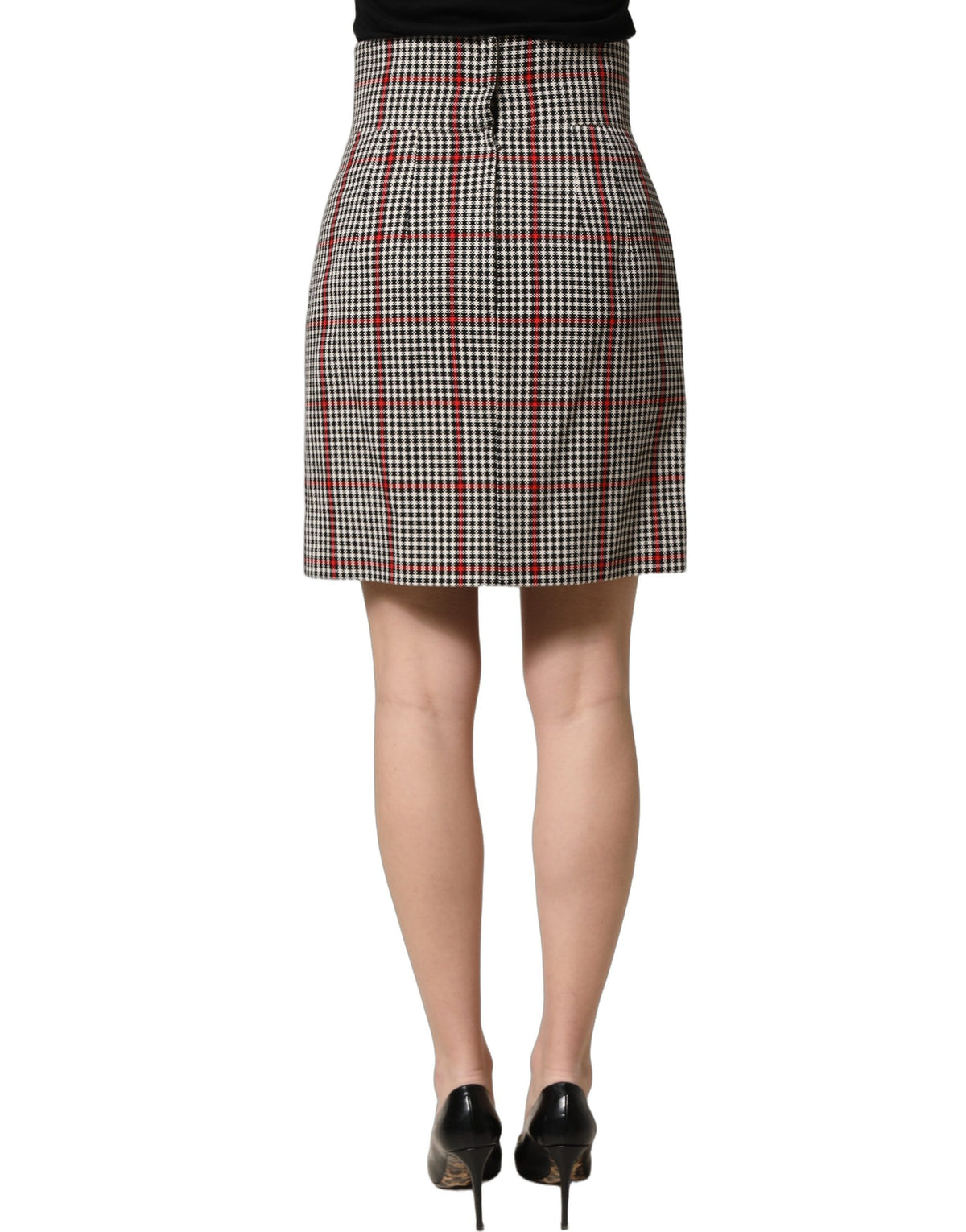 Dolce & Gabbana Gray Checkered High Waist A-line Mini Skirt