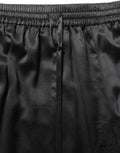 Dolce & Gabbana Black Lace Trimmed Satin Side Slit Skirt