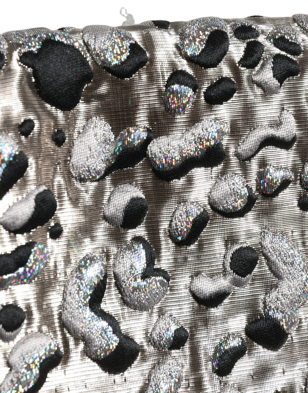 Dolce & Gabbana Silver Leopard Jacquard Mid Waist Mini Skirt