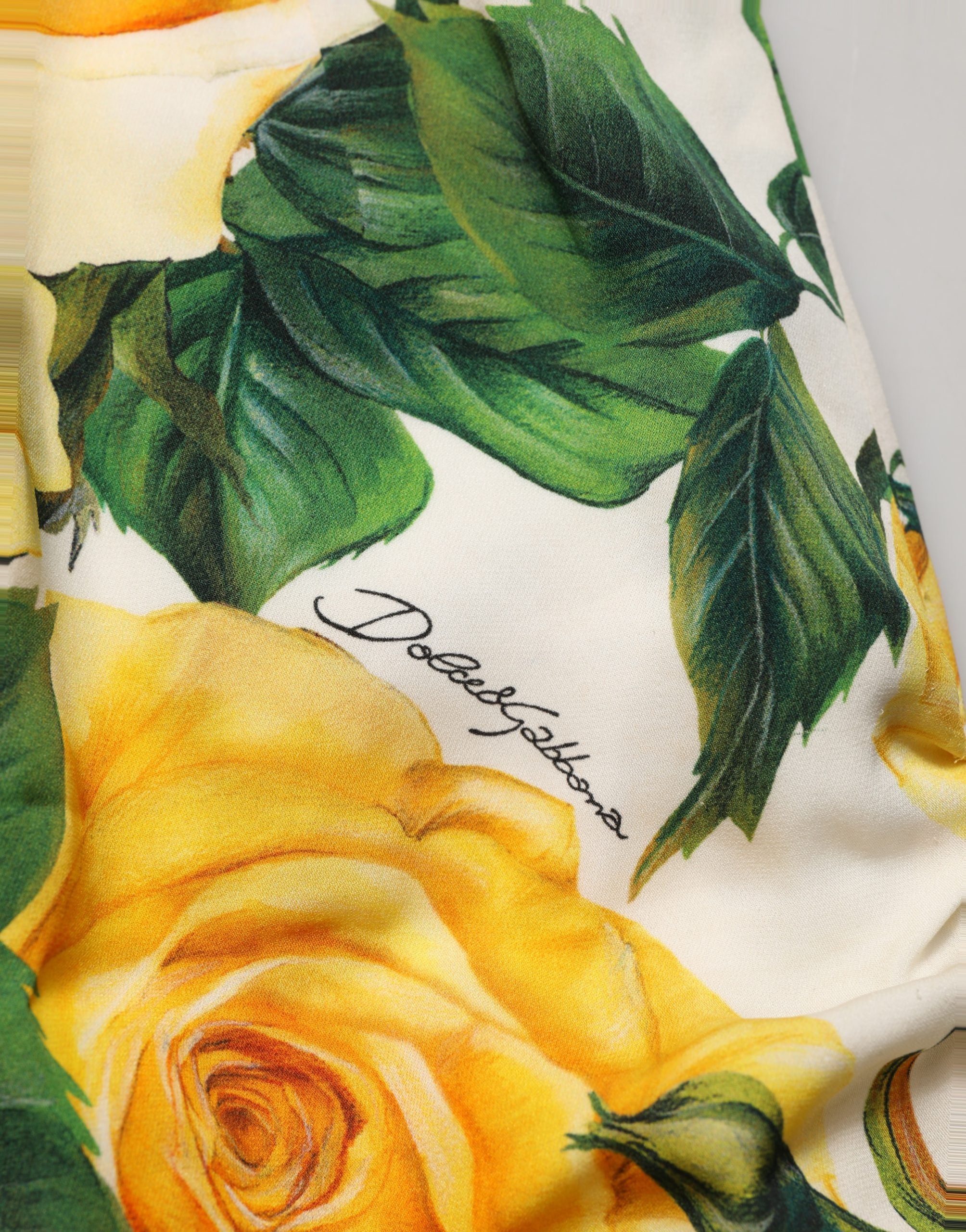 Dolce & Gabbana White Rose Print HighWaist Sheath Mini Skirt