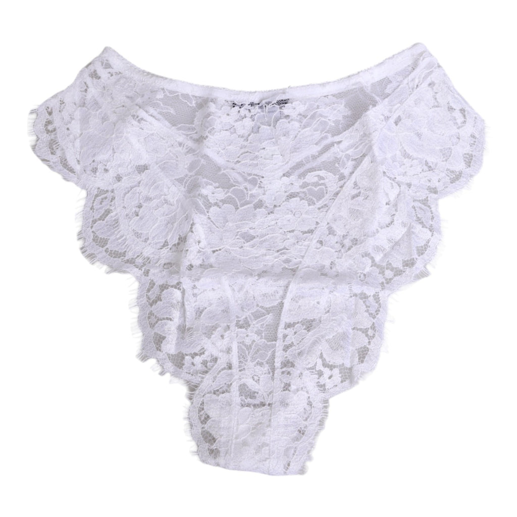 Dolce & Gabbana White Floral Lace Low Rise Panty Underwear