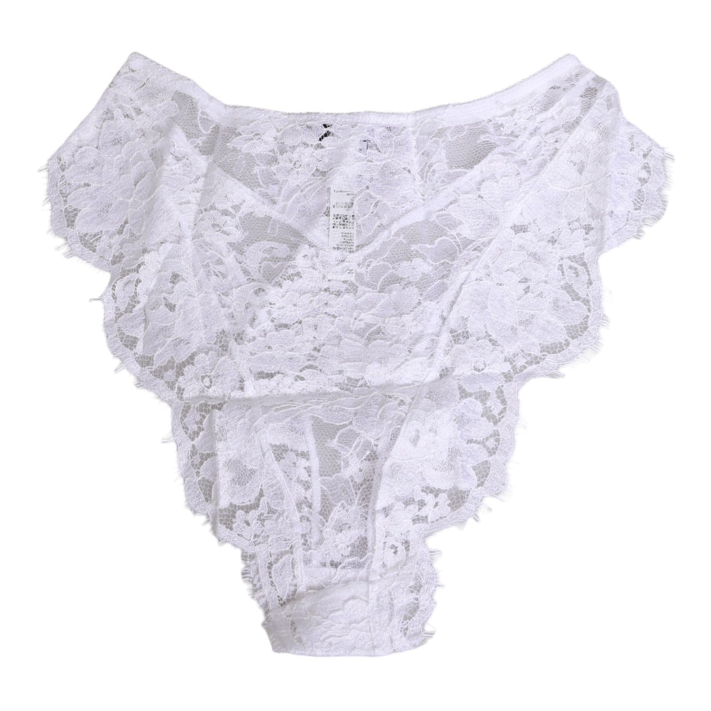 Dolce & Gabbana White Floral Lace Low Rise Panty Underwear