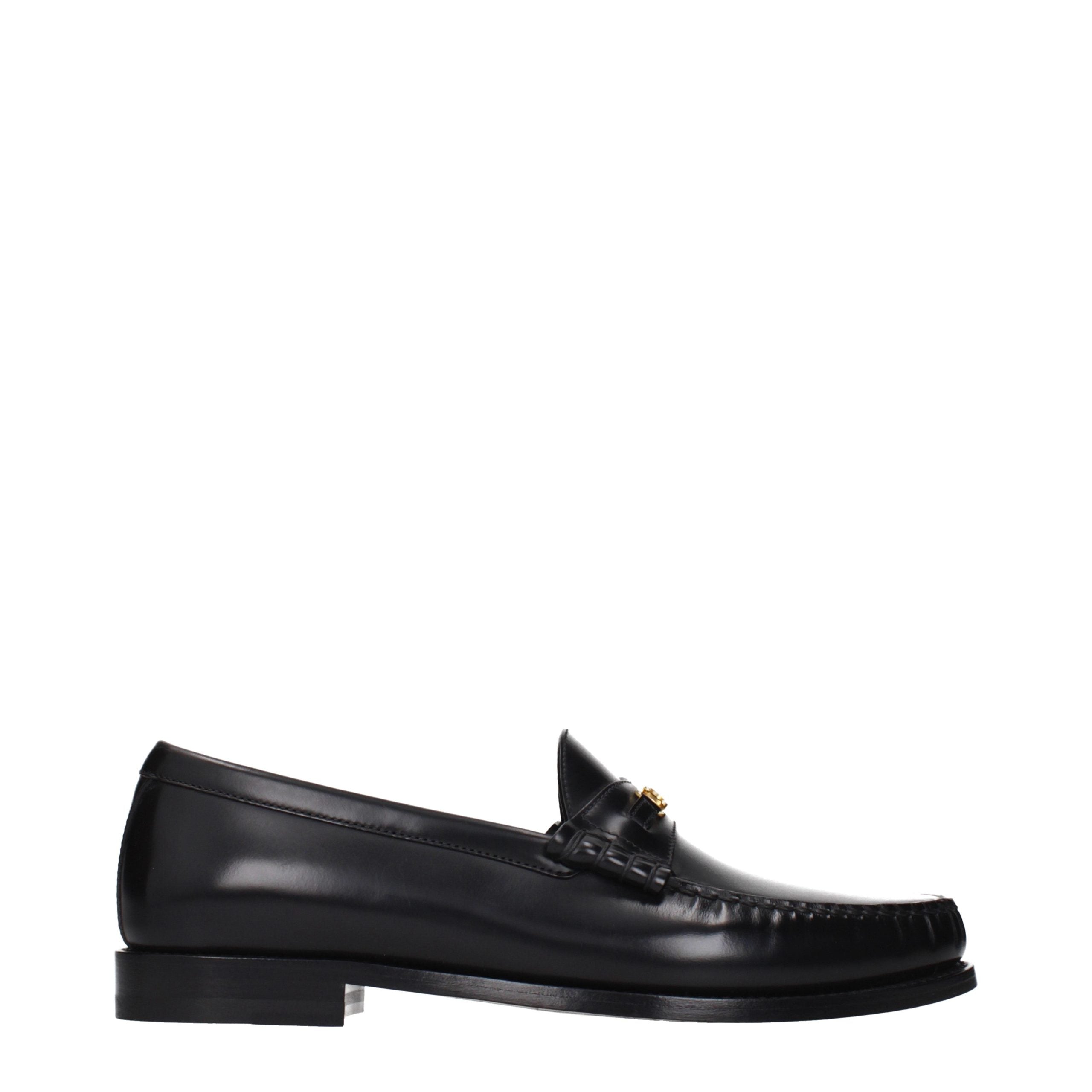 Celine Black Leather Slip-On Loafers