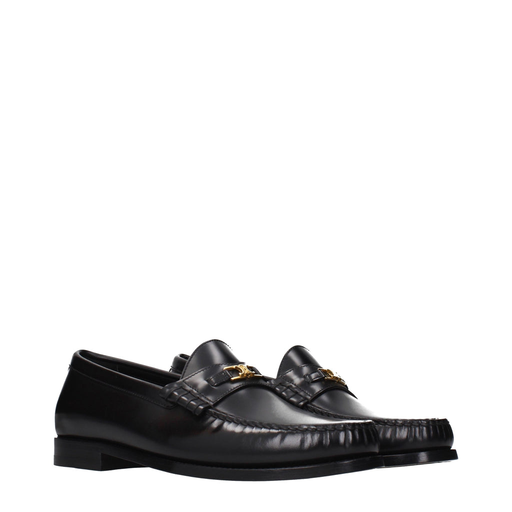 Celine Black Leather Slip-On Loafers