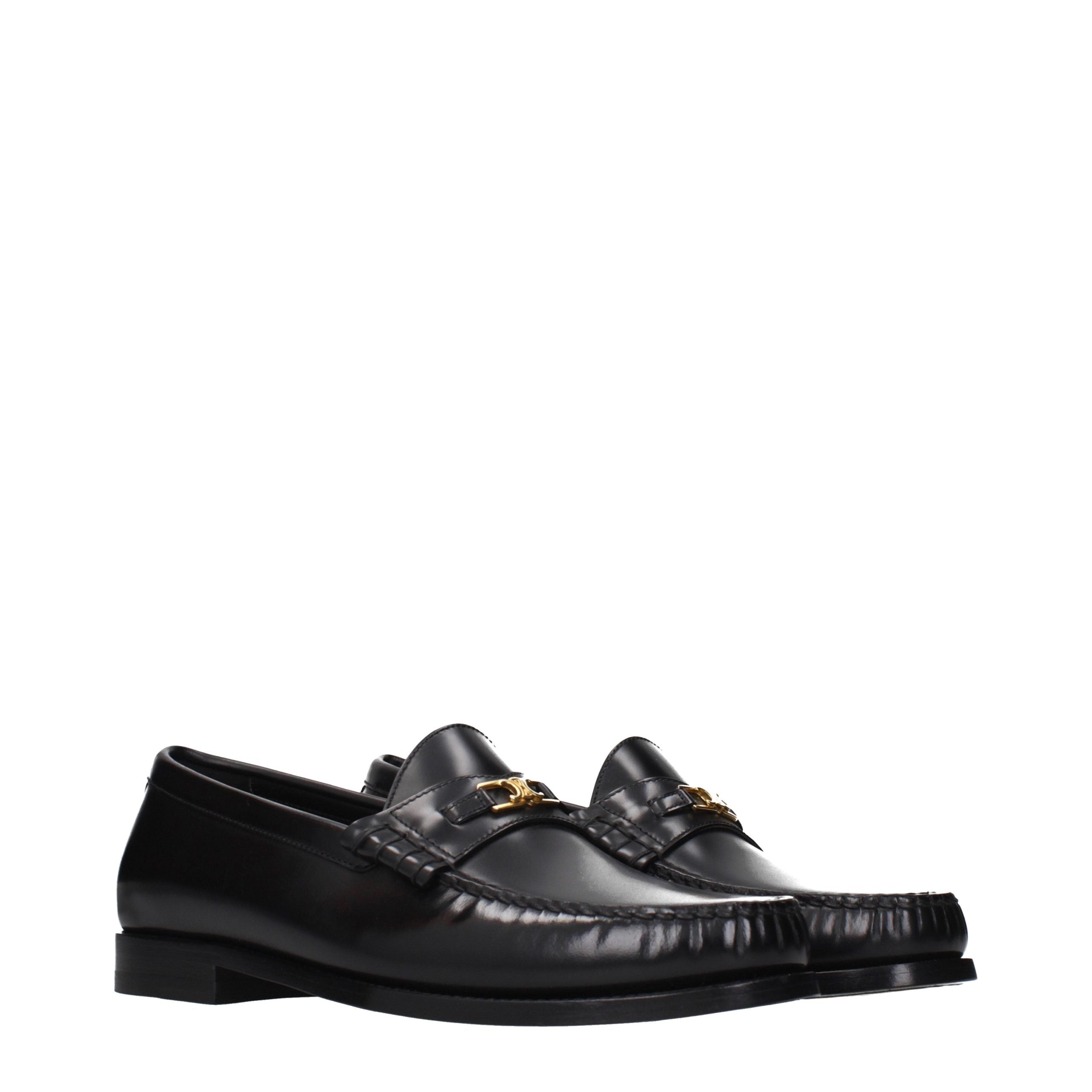 Celine Black Leather Slip-On Loafers