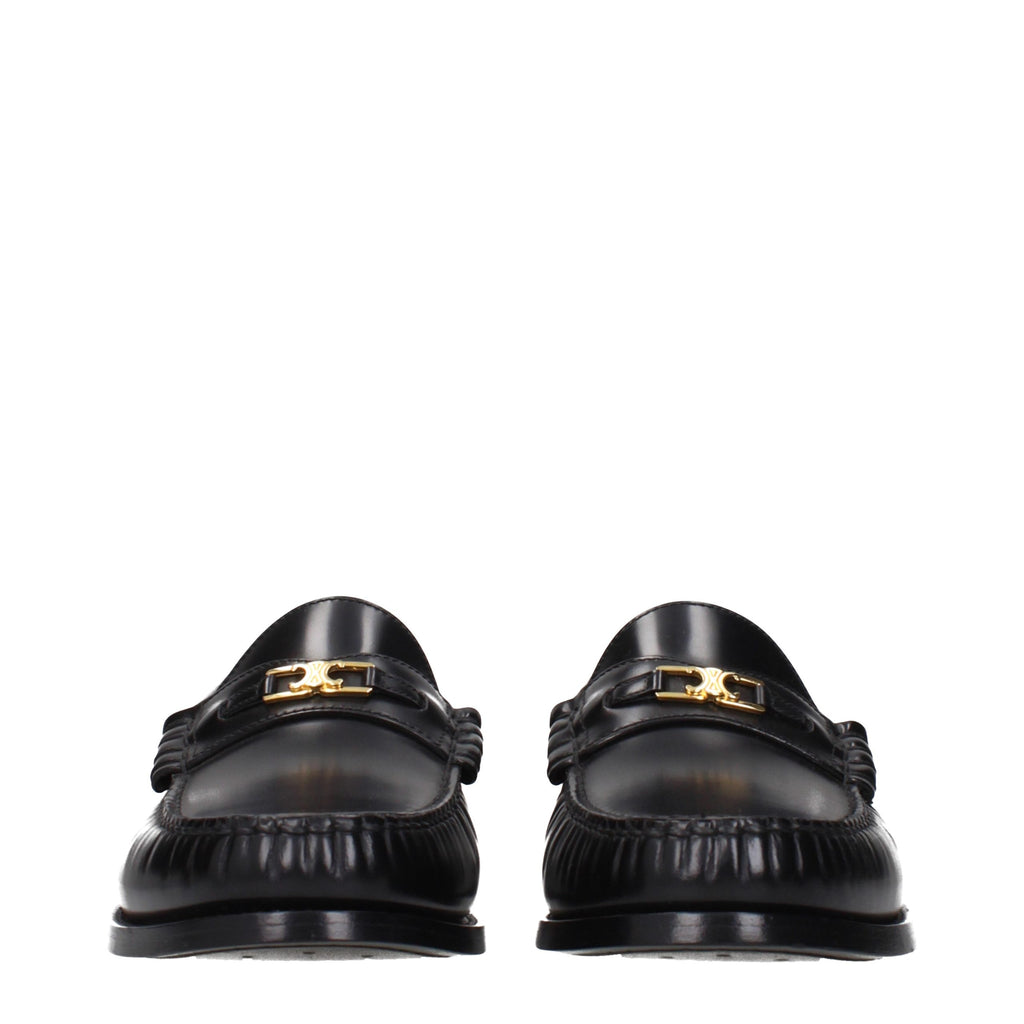 Celine Black Leather Slip-On Loafers