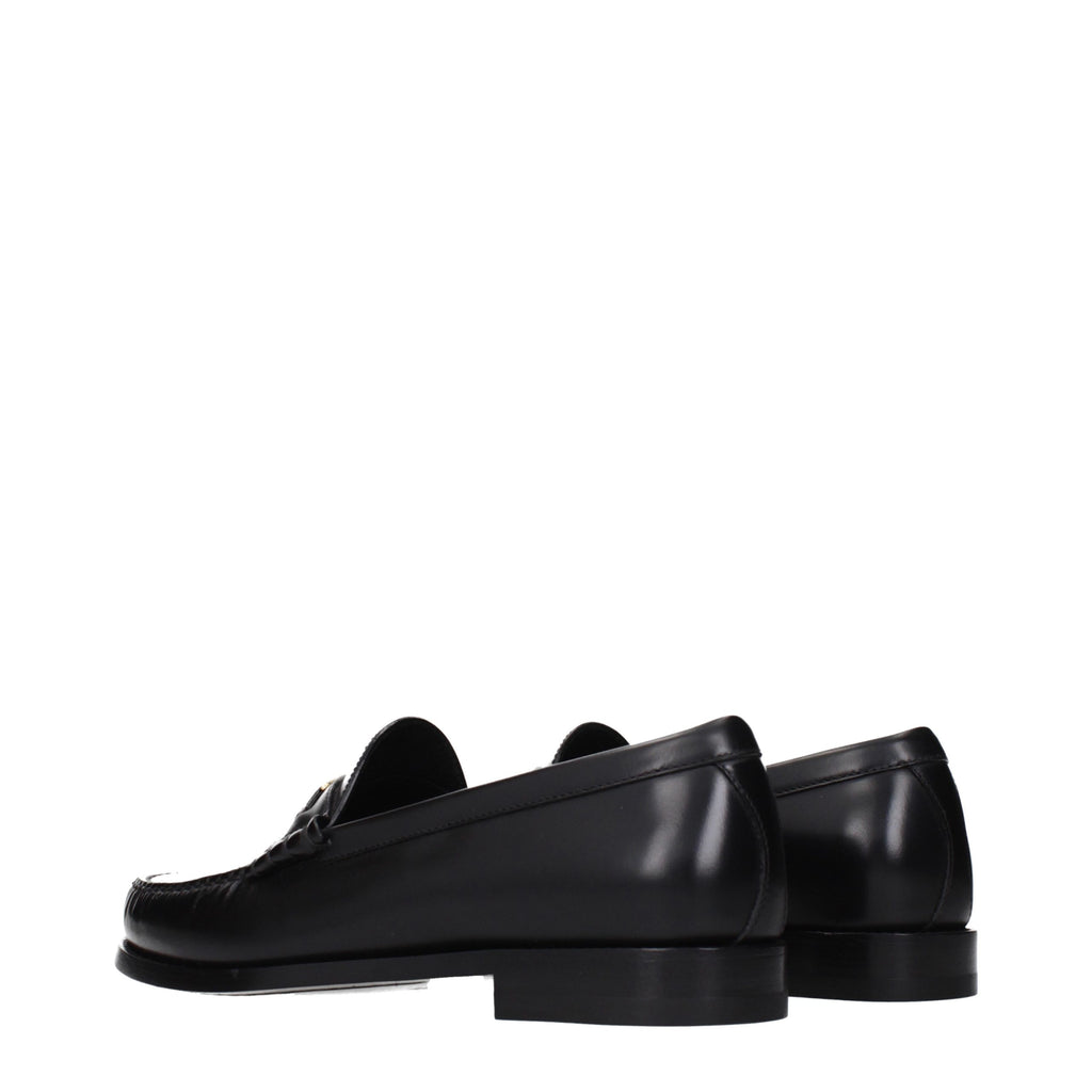 Celine Black Leather Slip-On Loafers