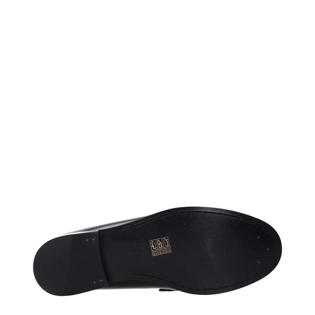 Celine Black Leather Slip-On Loafers