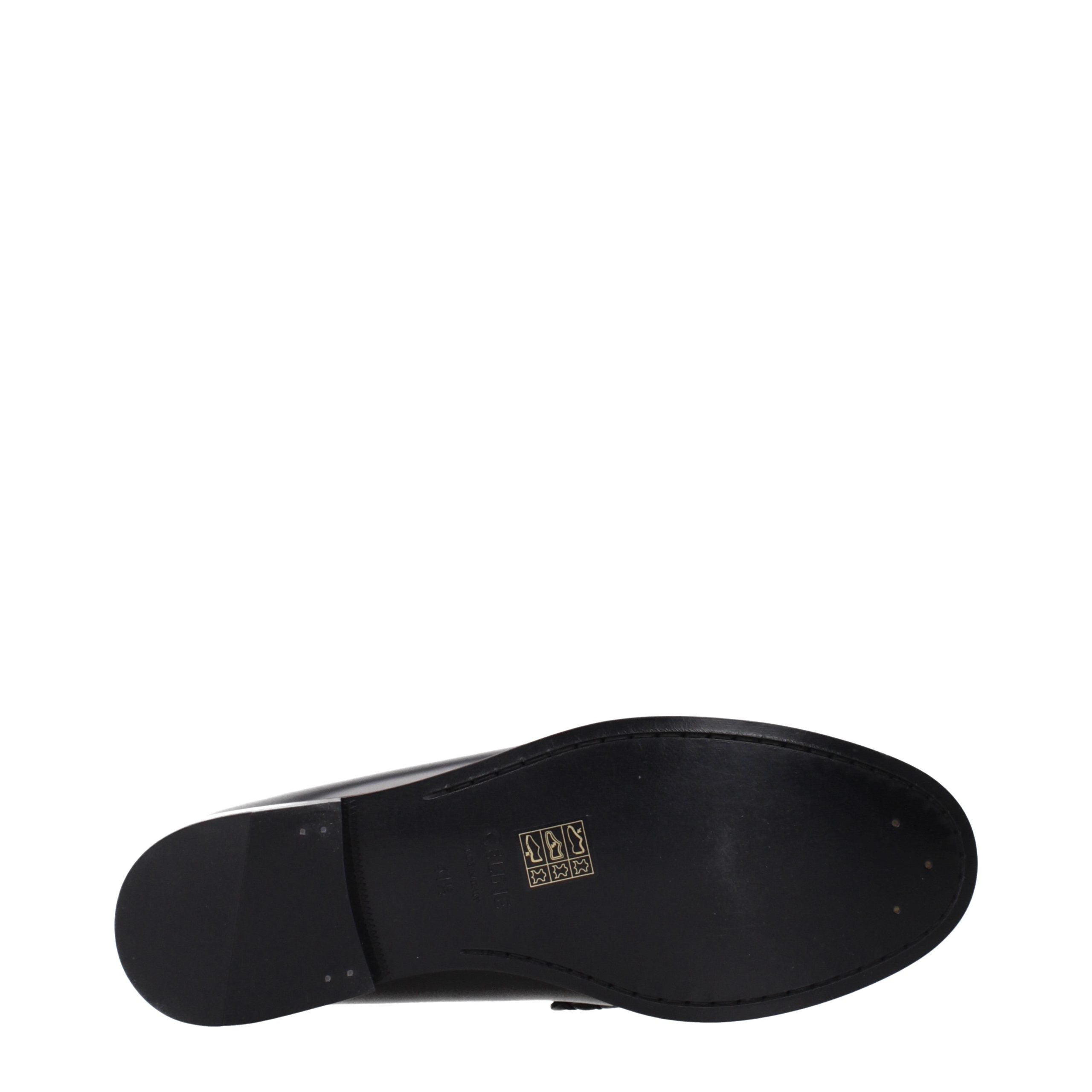 Celine Black Leather Slip-On Loafers