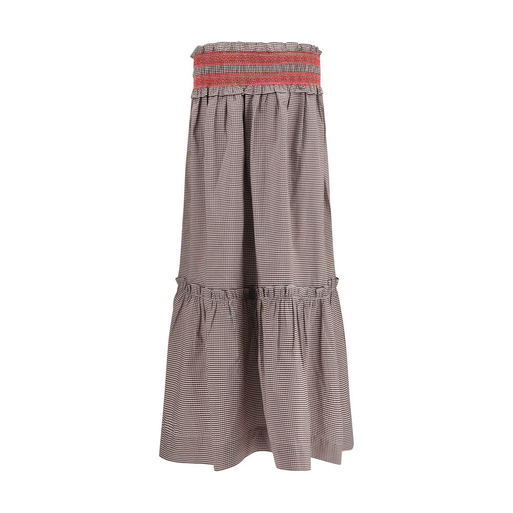 Ganni Brown Cotton Midi Skirt
