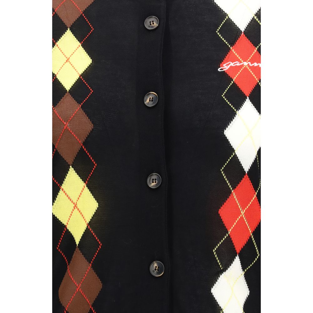 Ganni Black Cotton Cardigan