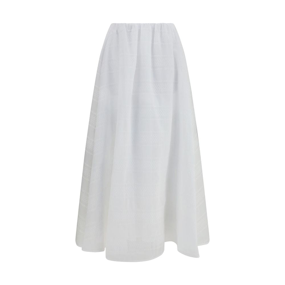 Brunello Cucinelli White Cotton Long Skirt
