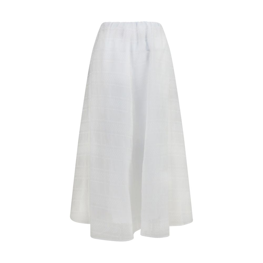 Brunello Cucinelli White Cotton Long Skirt