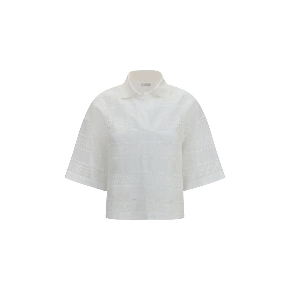 Brunello Cucinelli White Cotton Polo Shirt