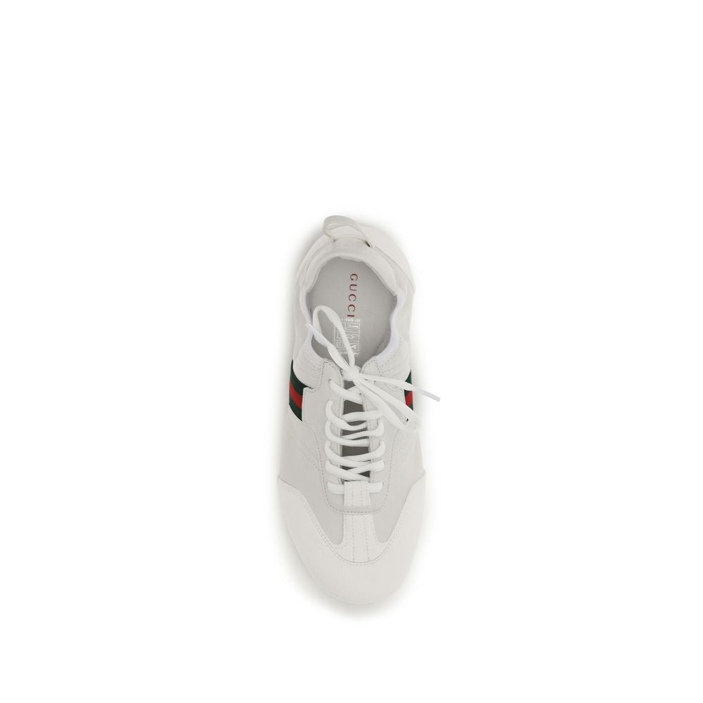 Gucci White Calf Leather Bos Taurus Low Top Sneakers