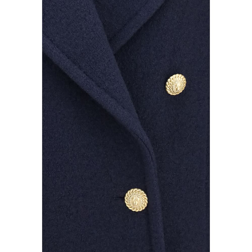 Balmain Blue Wool Oves Aries Coat