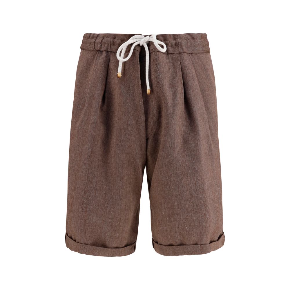 Brunello Cucinelli Brown Linen Bermuda Shorts