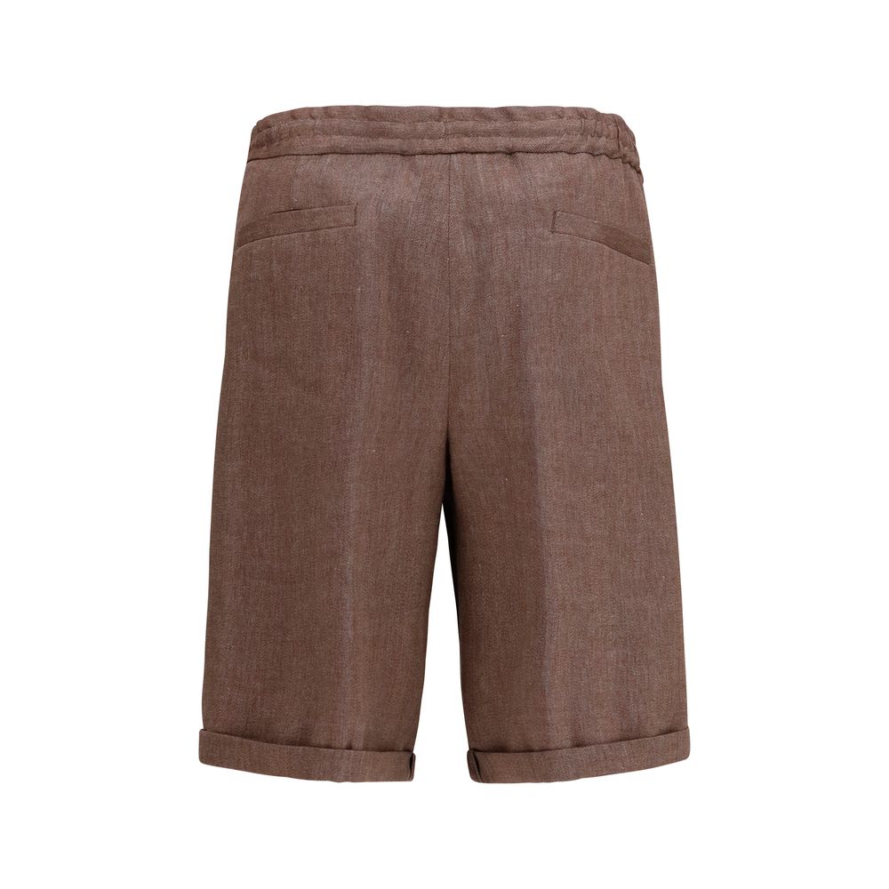 Brunello Cucinelli Brown Linen Bermuda Shorts