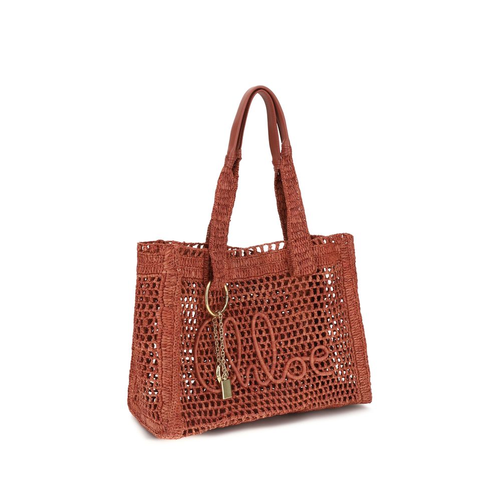 Chloé Brown Raffia Shoulder Bag