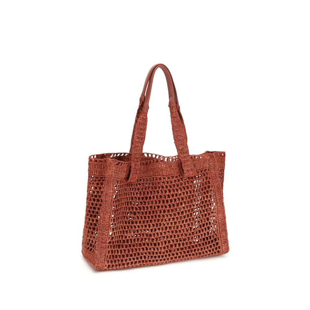 Chloé Brown Raffia Shoulder Bag