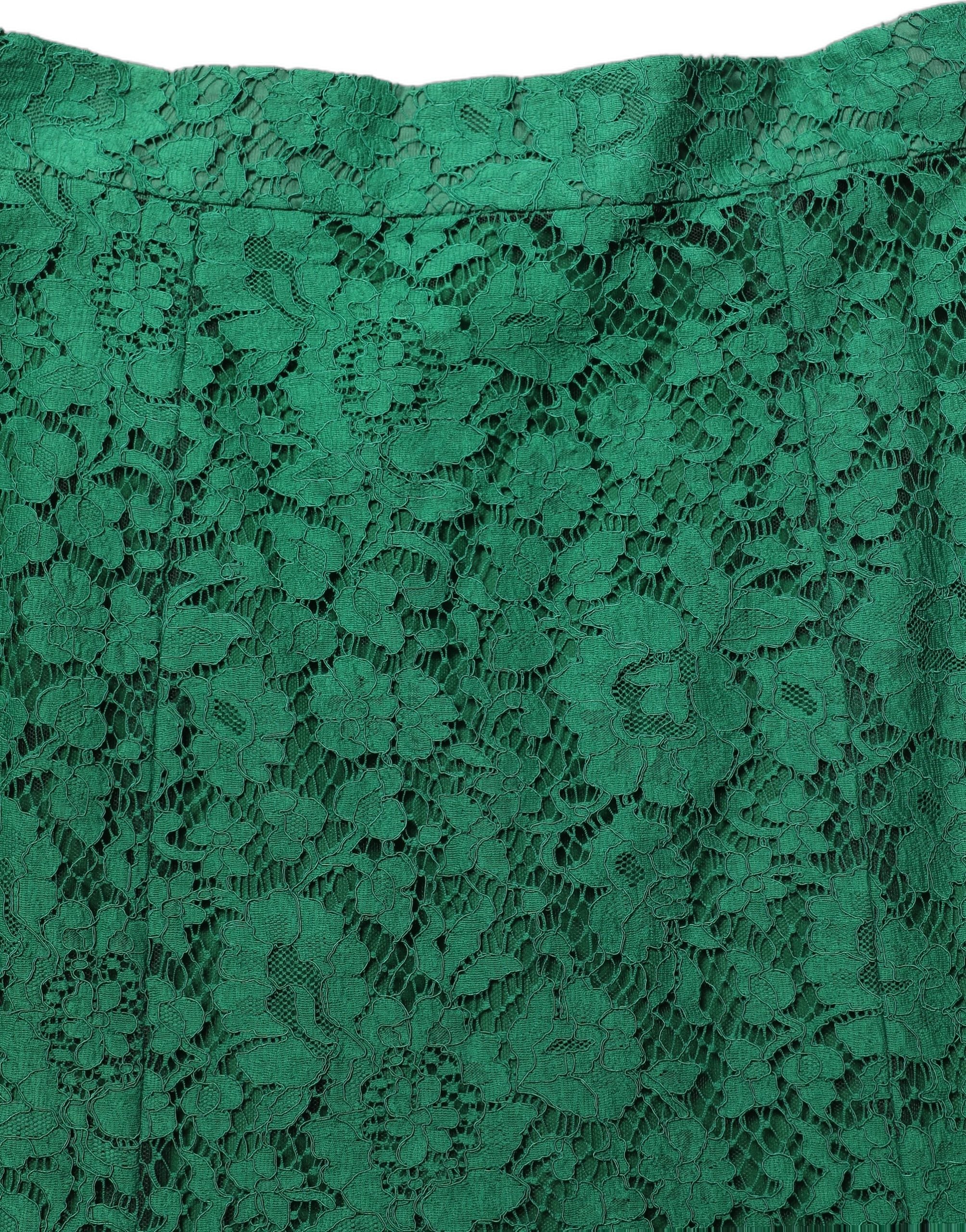 Dolce & Gabbana Green Lace High Waist Mermaid Midi Skirt