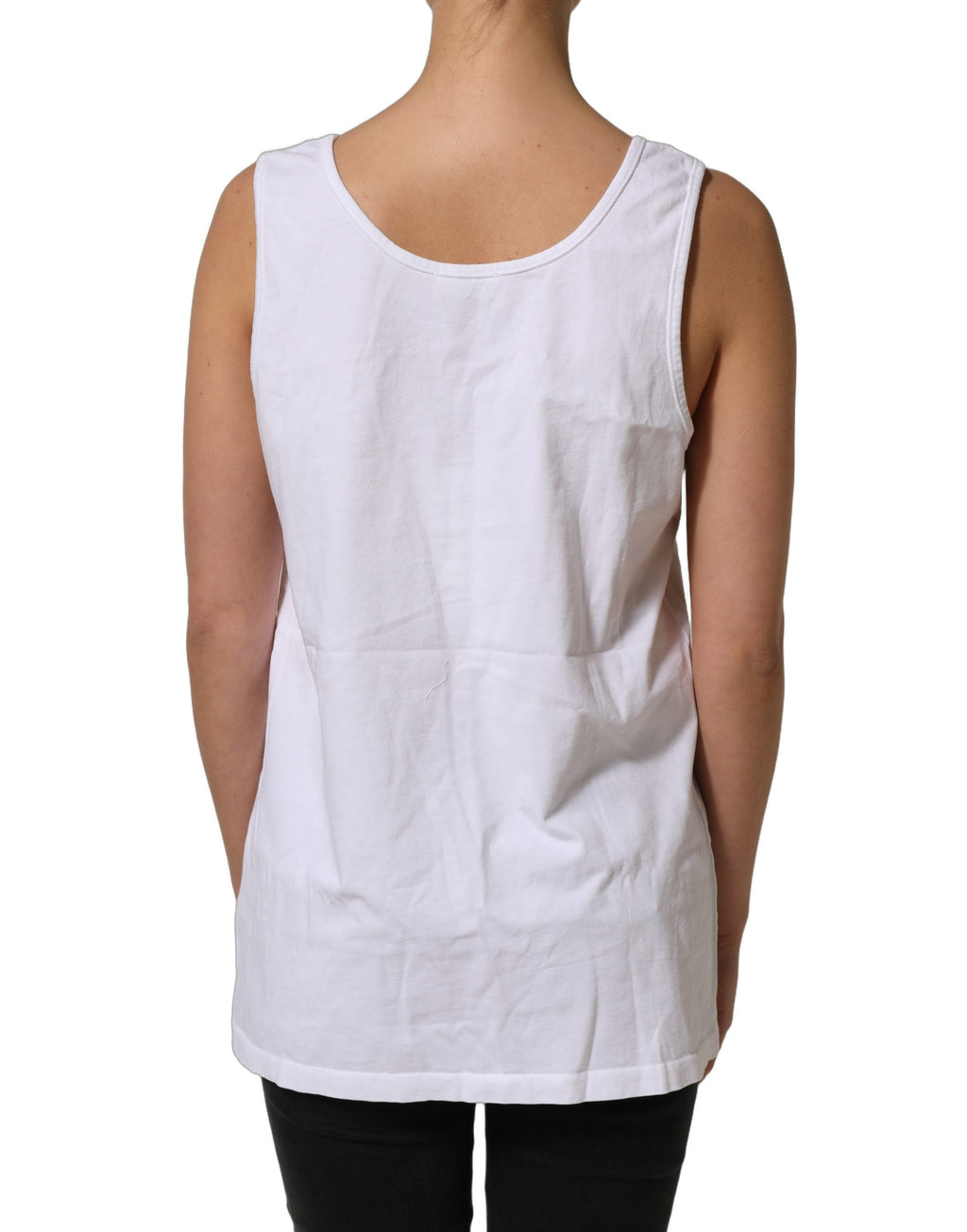American Vintage White Cotton Round Neck Sleeveless Tank Top