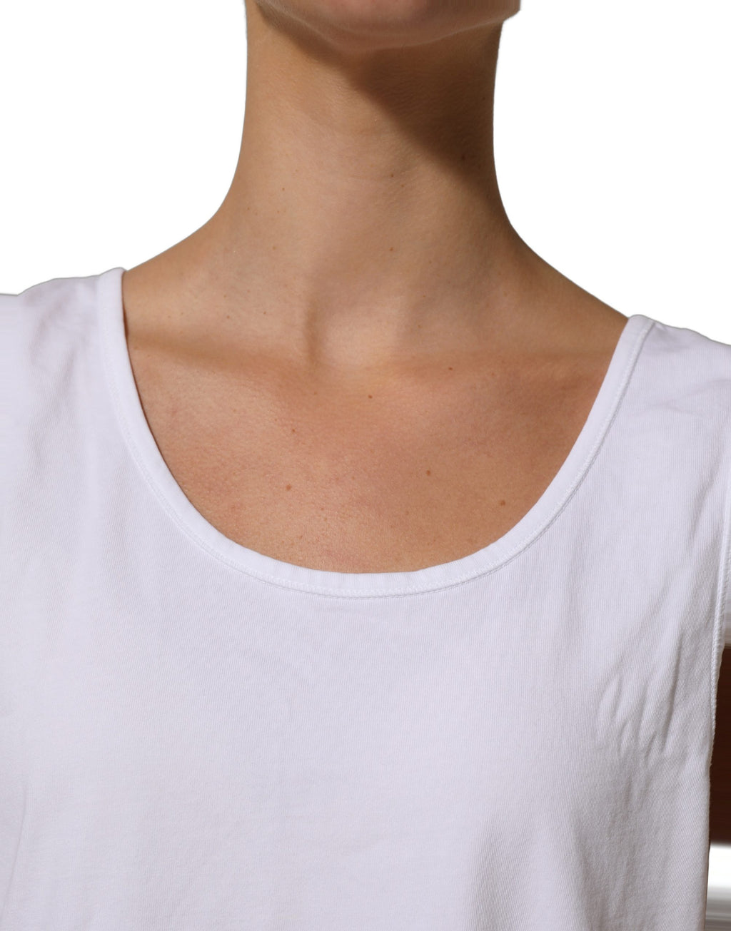 American Vintage White Cotton Round Neck Sleeveless Tank Top
