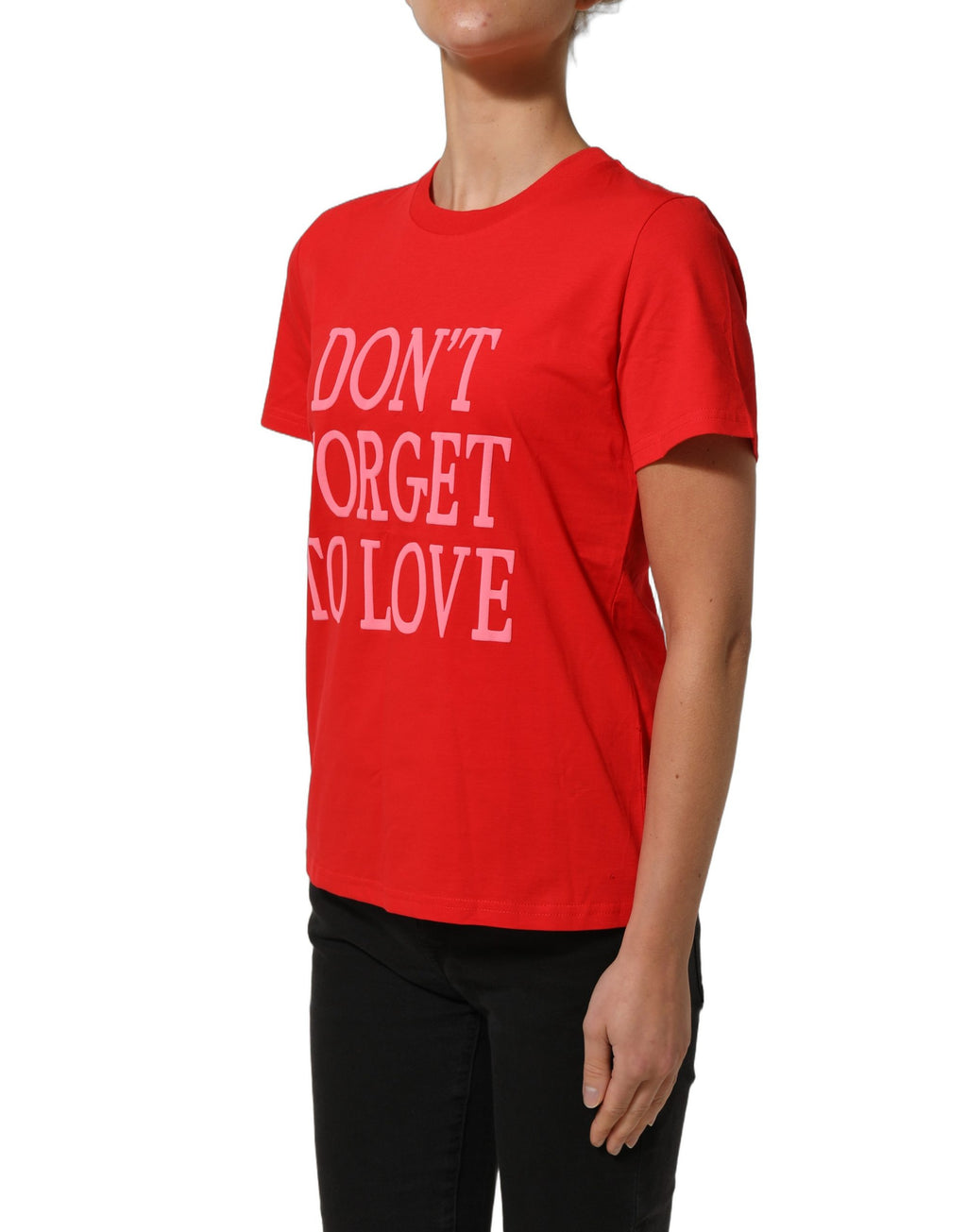 Dolce & Gabbana Red Graphic Cotton Jersey Crew Neck T-shirt