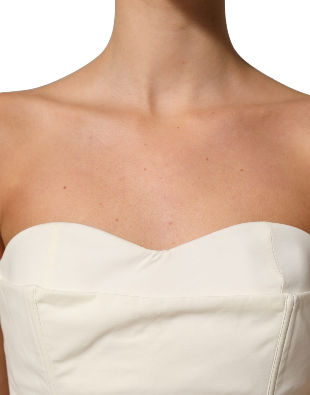 Elisabetta Franchi Off White Strapless Sweetheart Neck Top