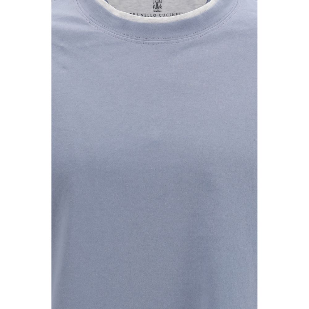 Brunello Cucinelli Blue Cotton T-Shirt