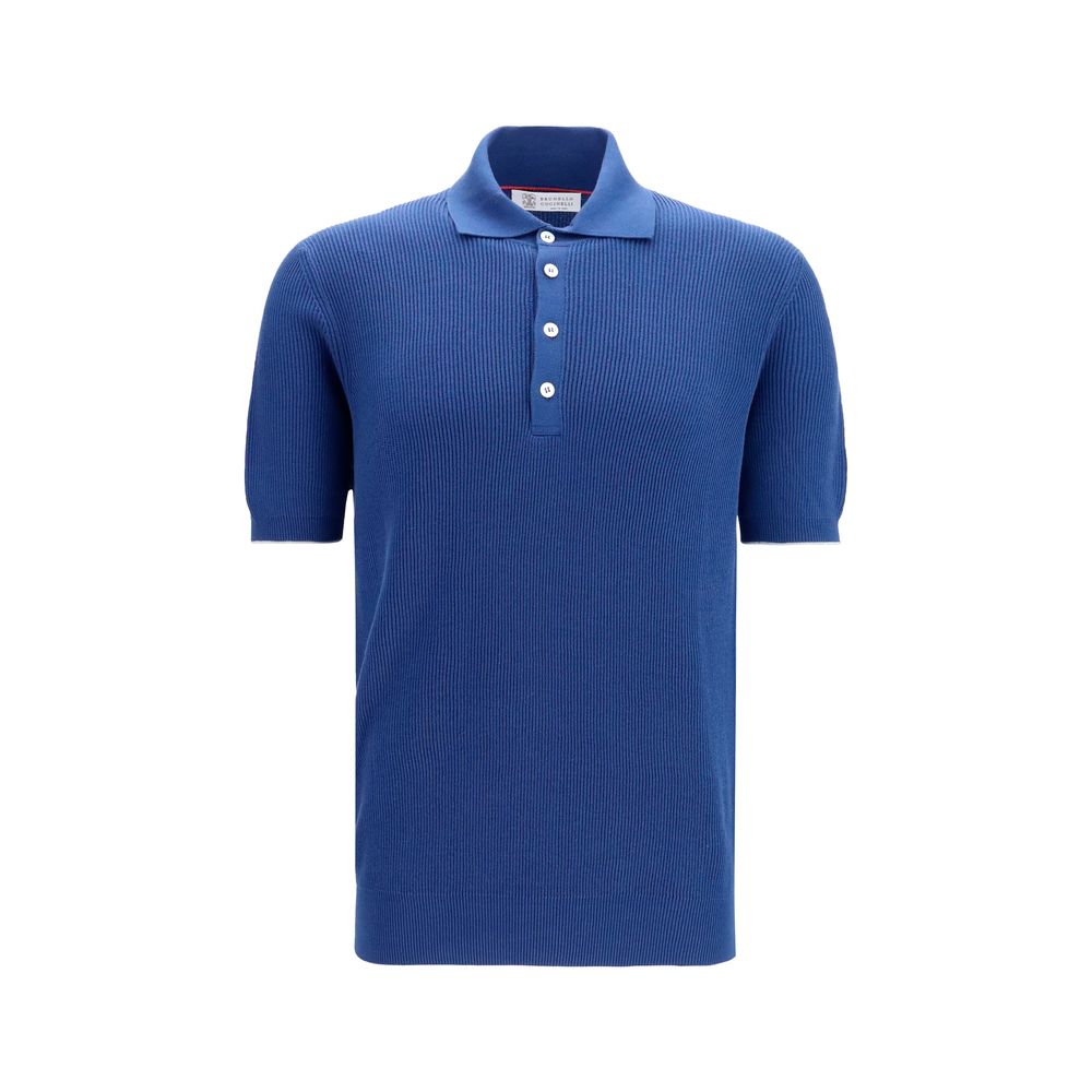 Brunello Cucinelli Blue Cotton Polo Shirt
