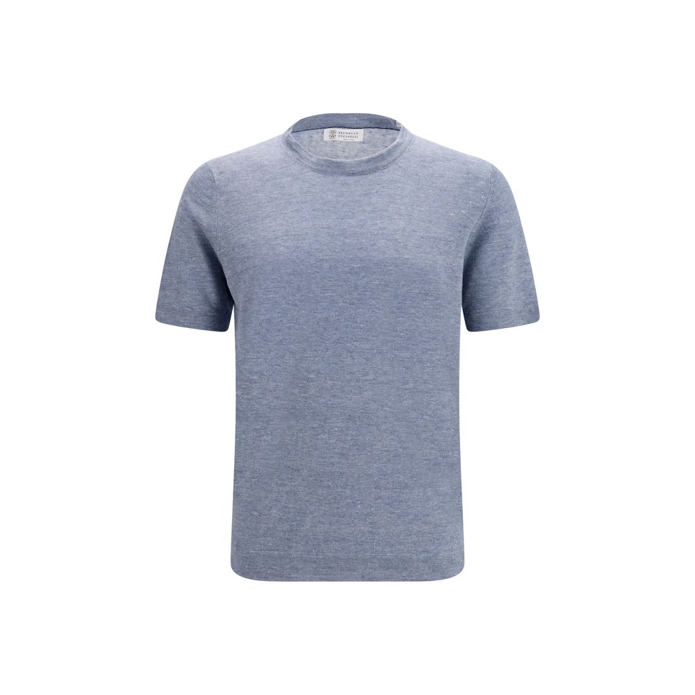 Brunello Cucinelli Blue Linen T-Shirt