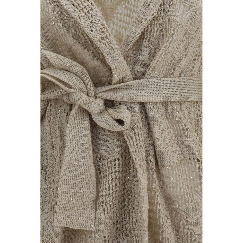 Brunello Cucinelli Beige Linen Cardigan