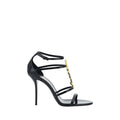 Saint Laurent Black Calf Leather Bos Taurus Stiletto Heel Sandals