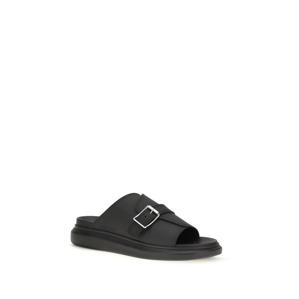 Alexander McQueen Black Polyurethane Sandals