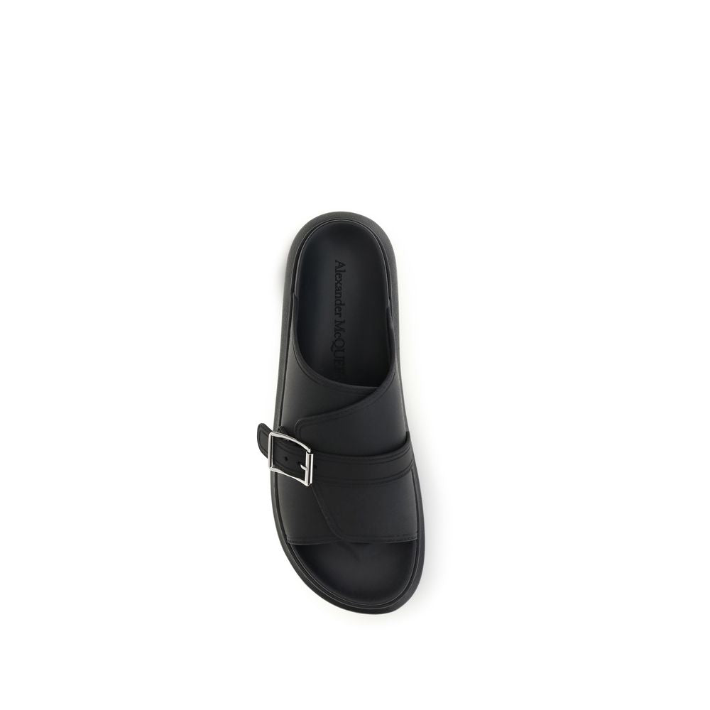 Alexander McQueen Black Polyurethane Sandals