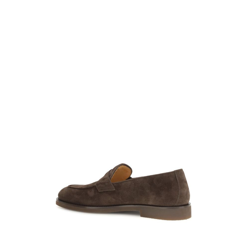 Brunello Cucinelli Brown Calf Leather Bos Taurus Slip-On Loafers