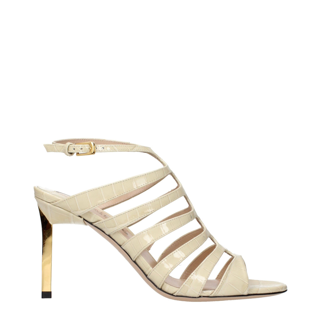 Tom Ford Beige Leather Stiletto Heel Sandals