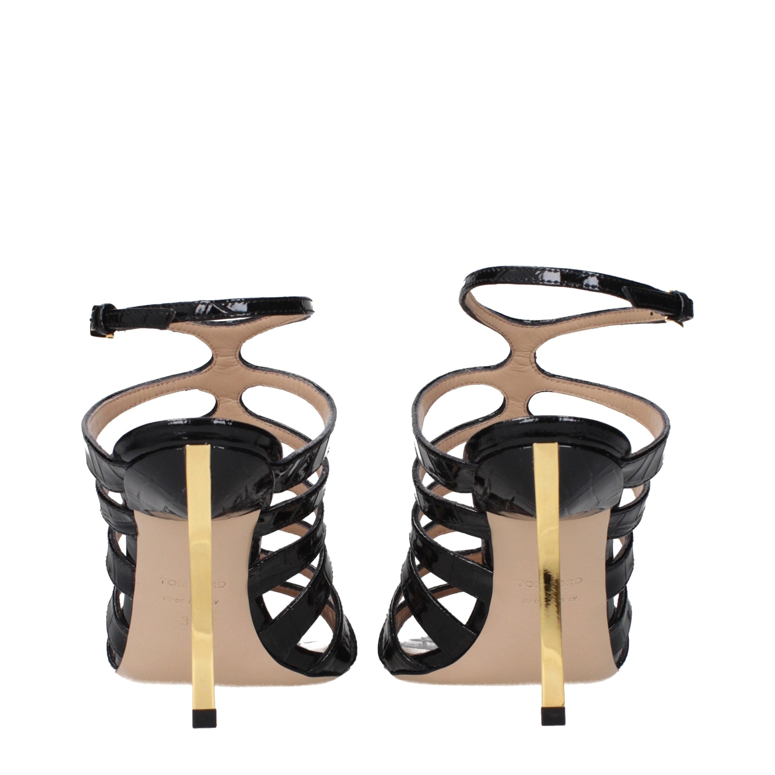 Tom Ford Black Leather Stiletto Heel Sandals